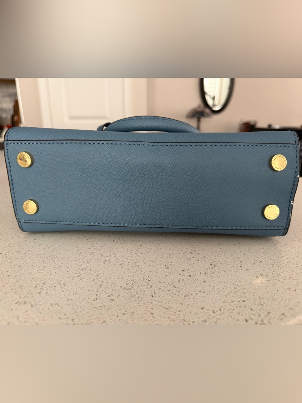 Michael Kors Dusty Blue Saffiano Leather Satchel with Gold Hardware - Picture 3 of 8